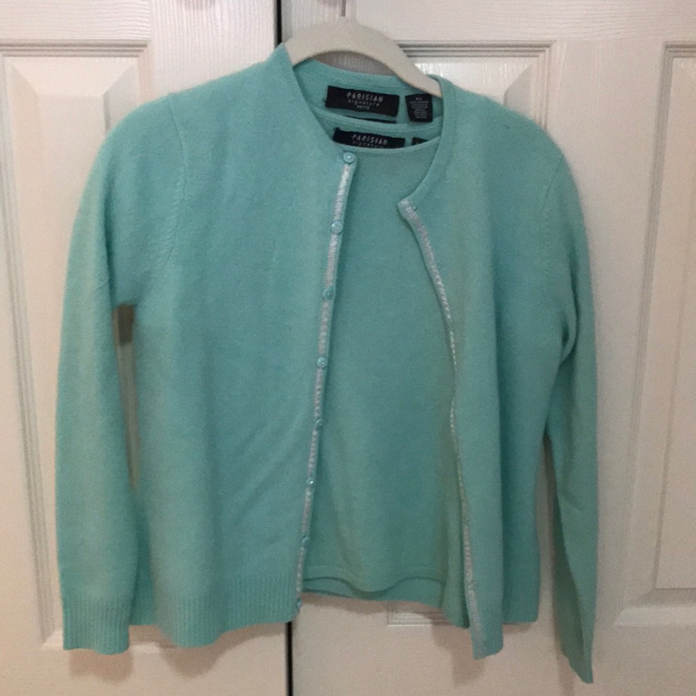 Parisian signature blouse and cardigan